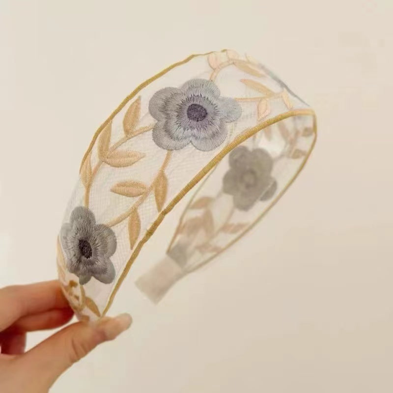 Embroidered Flowers Hair Band