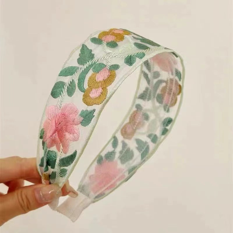 Embroidered Flowers Hair Band