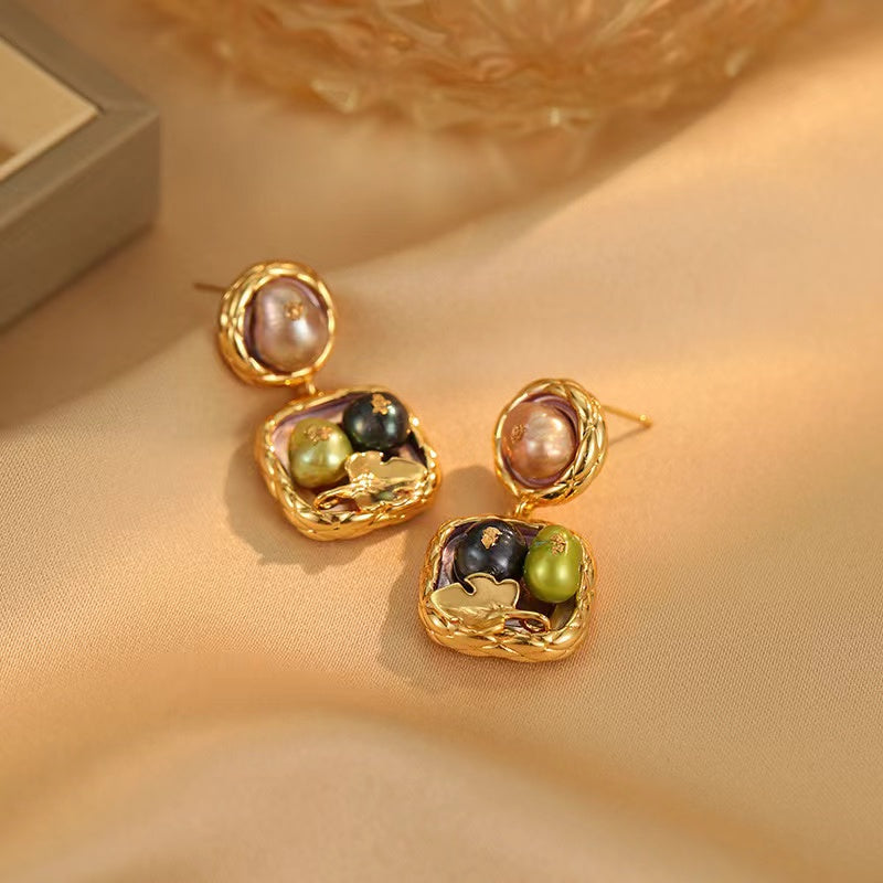 Multicolor Pearls Earrings