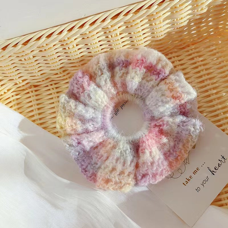 Handmade Mohair Knit Scrunchie within Cream