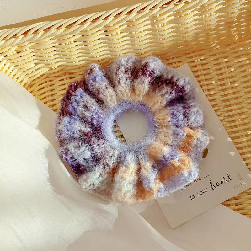 Handmade Mohair Knit Scrunchie within Purple