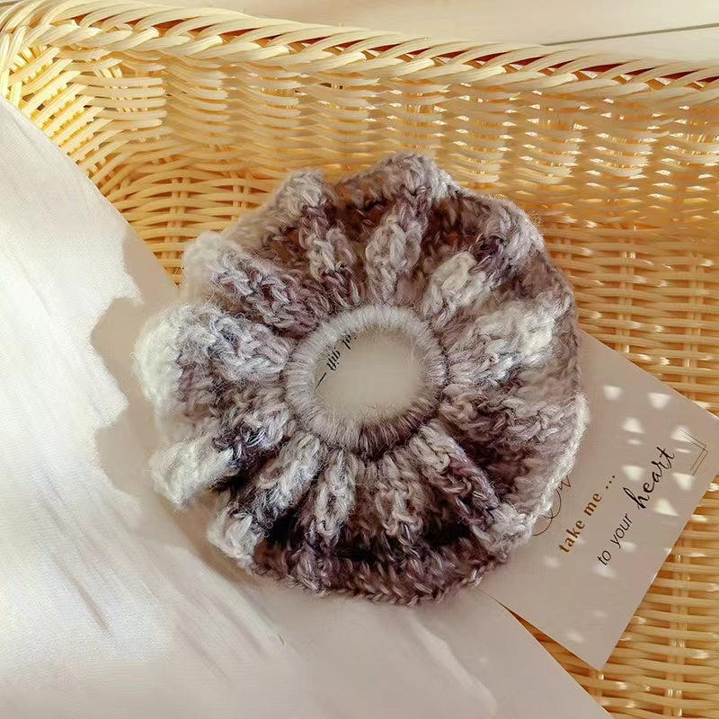 Handmade Mohair Knit Scrunchie within Grey