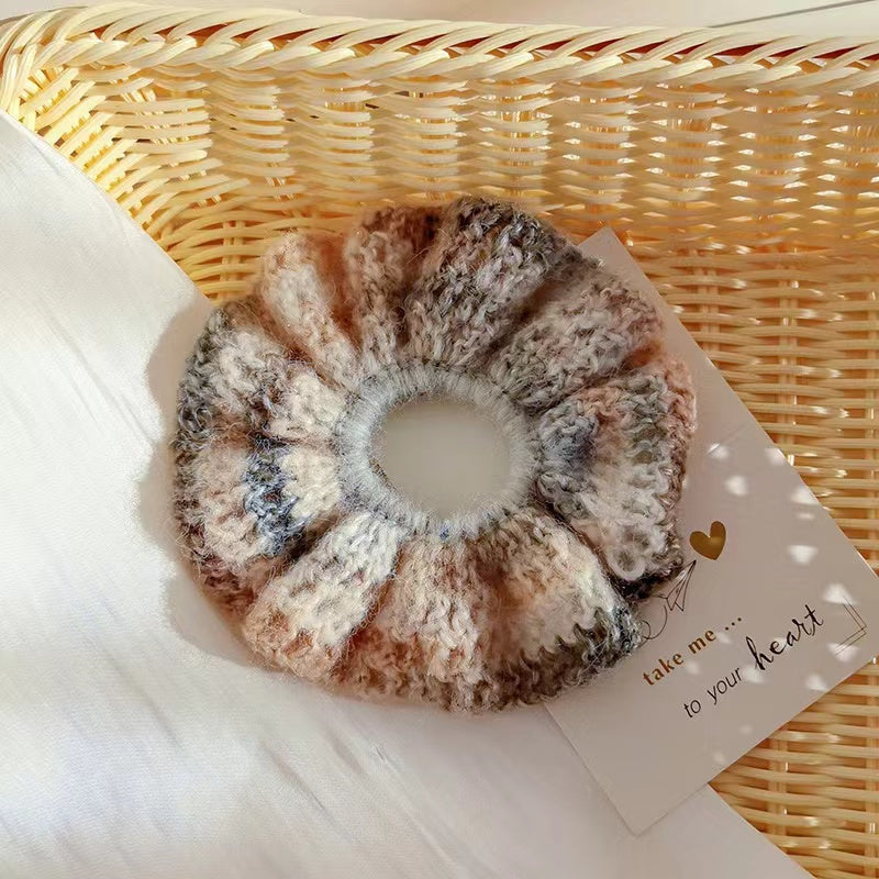 Handmade Mohair Knit Scrunchie within Brown