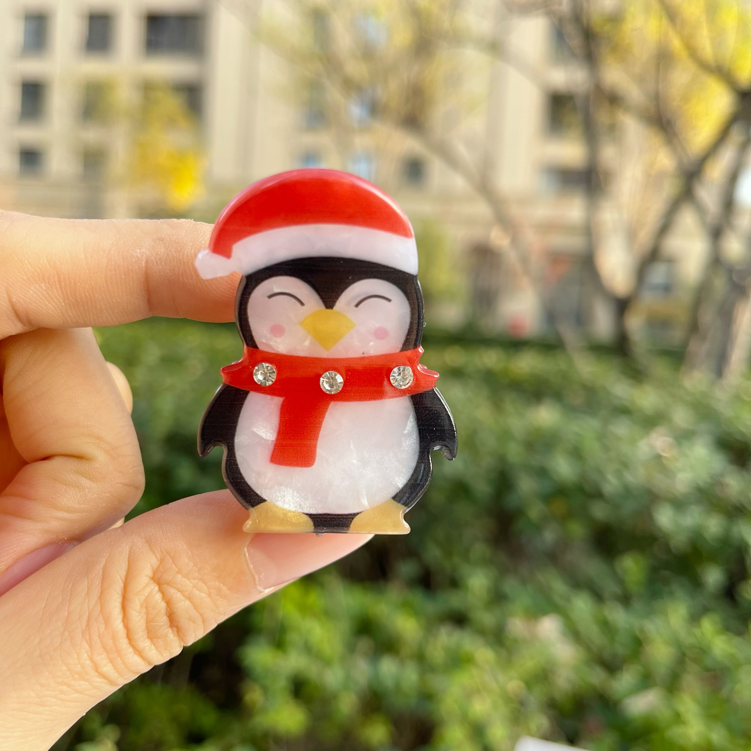 christmas penguin hair claw