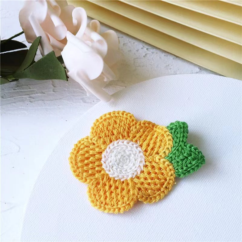 Handmade Knitted Yellow Flower Clip