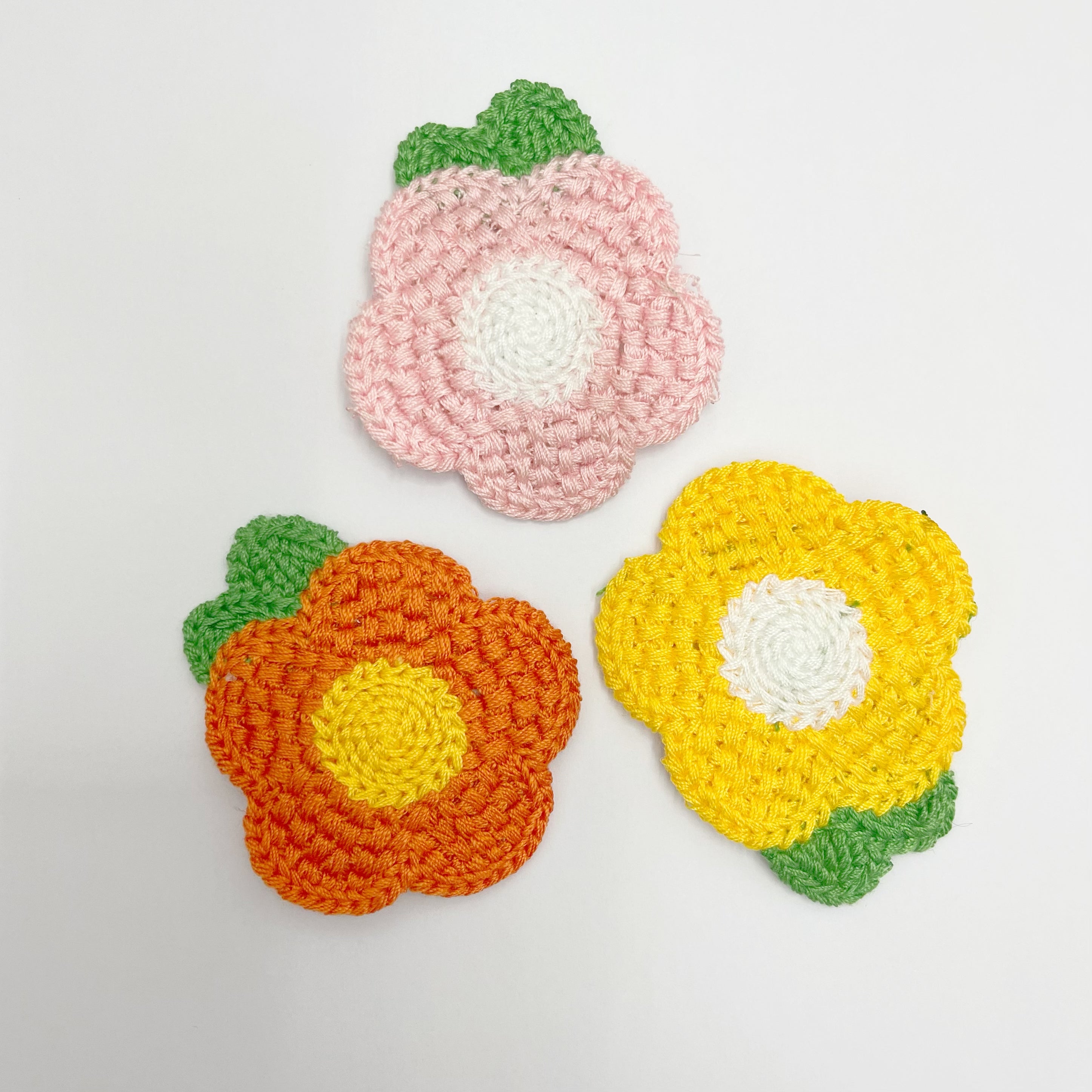 Handmade Knitted Pink Flower Clip