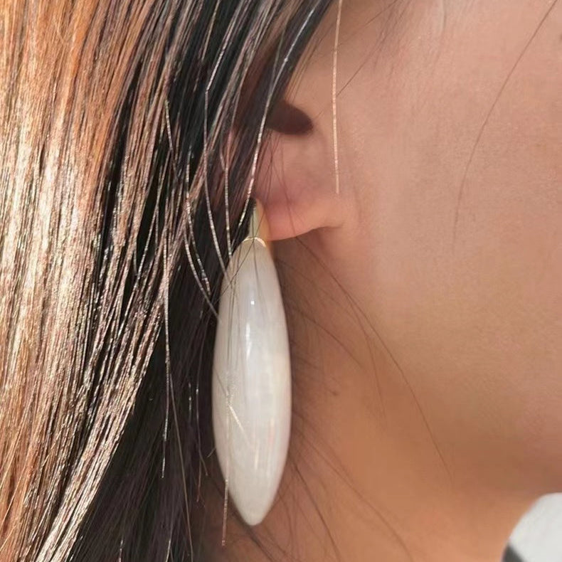 Chunky Drop-shaped Earrings within White