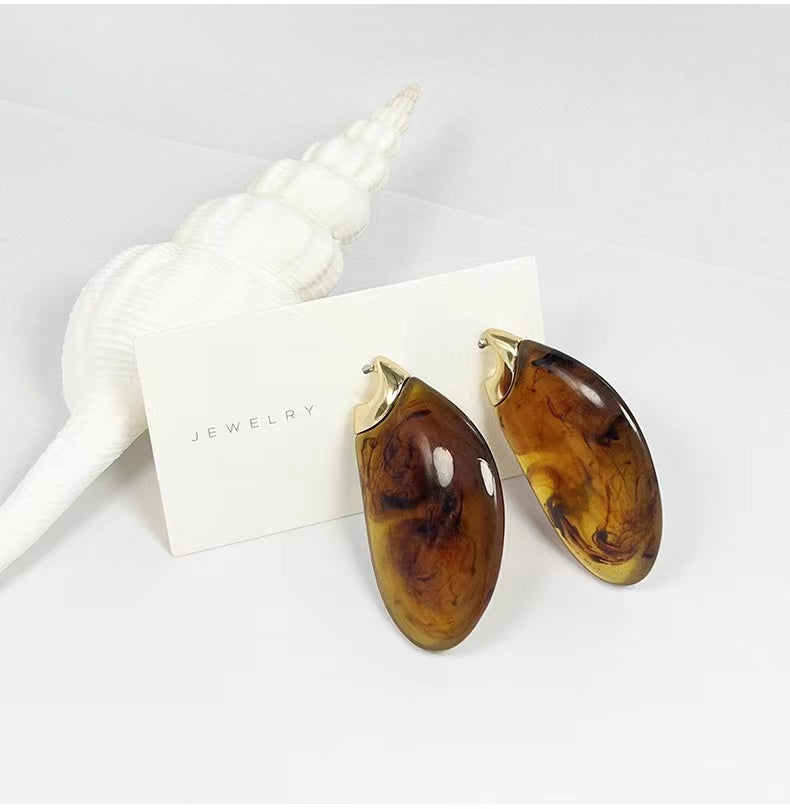 Chunky Drop-shaped Earrings within Brown