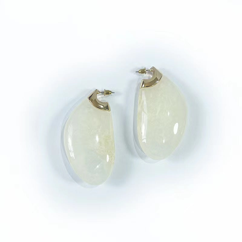 Chunky Drop-shaped Earrings within White