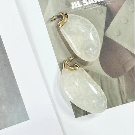 Chunky Drop-shaped Earrings within White