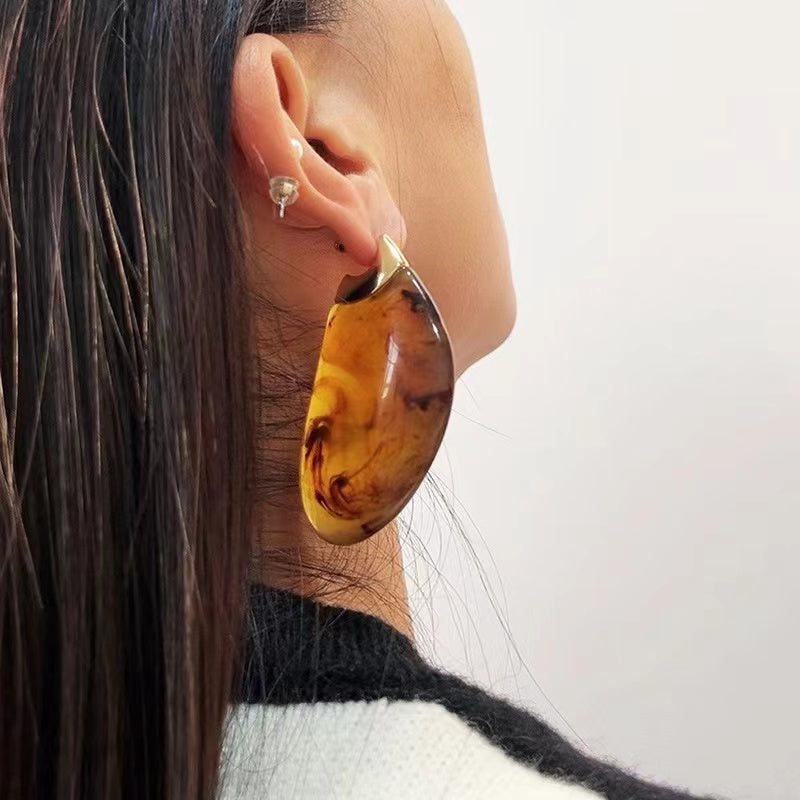 Chunky Drop-shaped Earrings within Brown