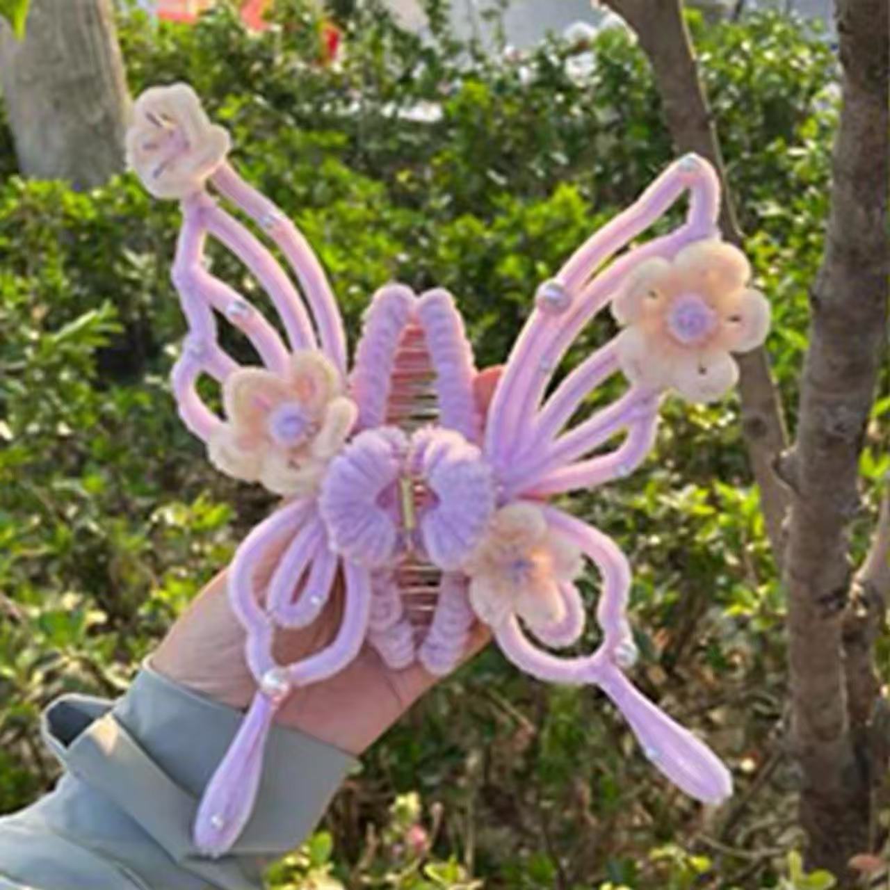 Handmade Chenille Stems Butterfly Hair Claw
