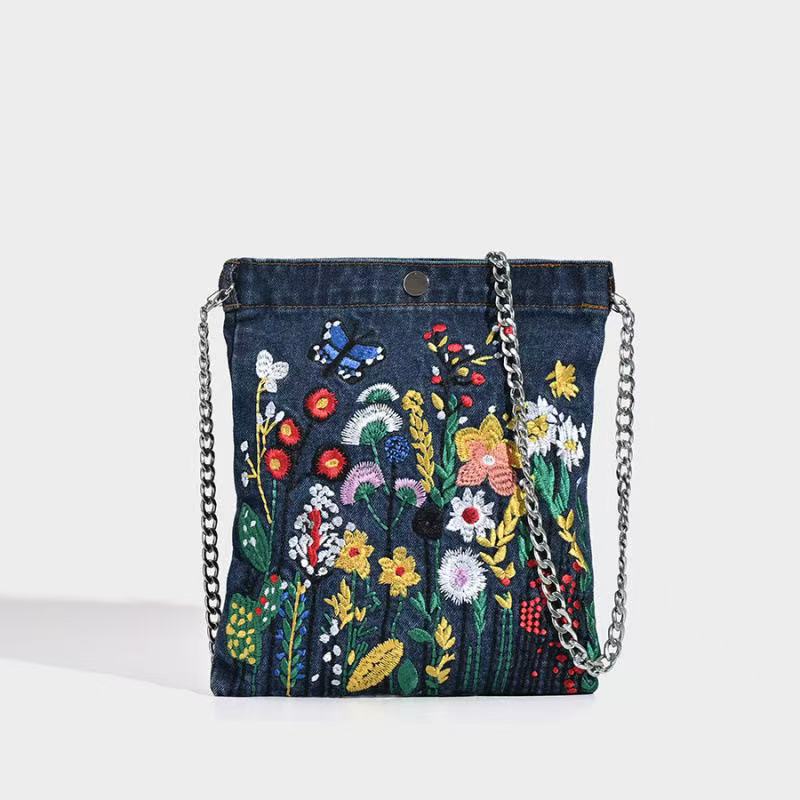 Embroidered Flowers Bag