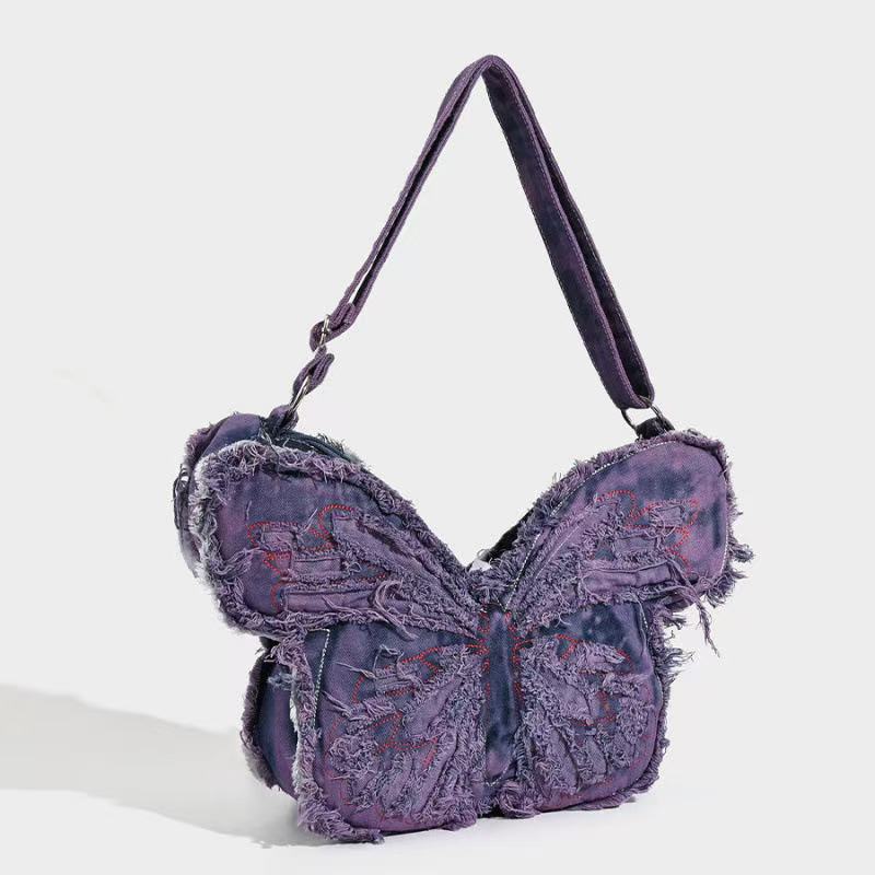 Denim Butterfly Bag within Purple