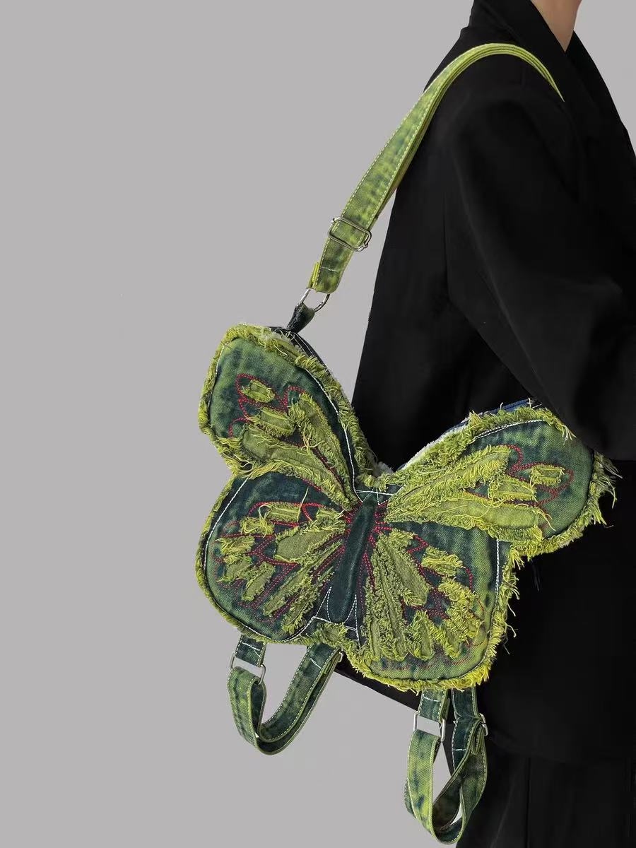 Denim Butterfly Bag within Green