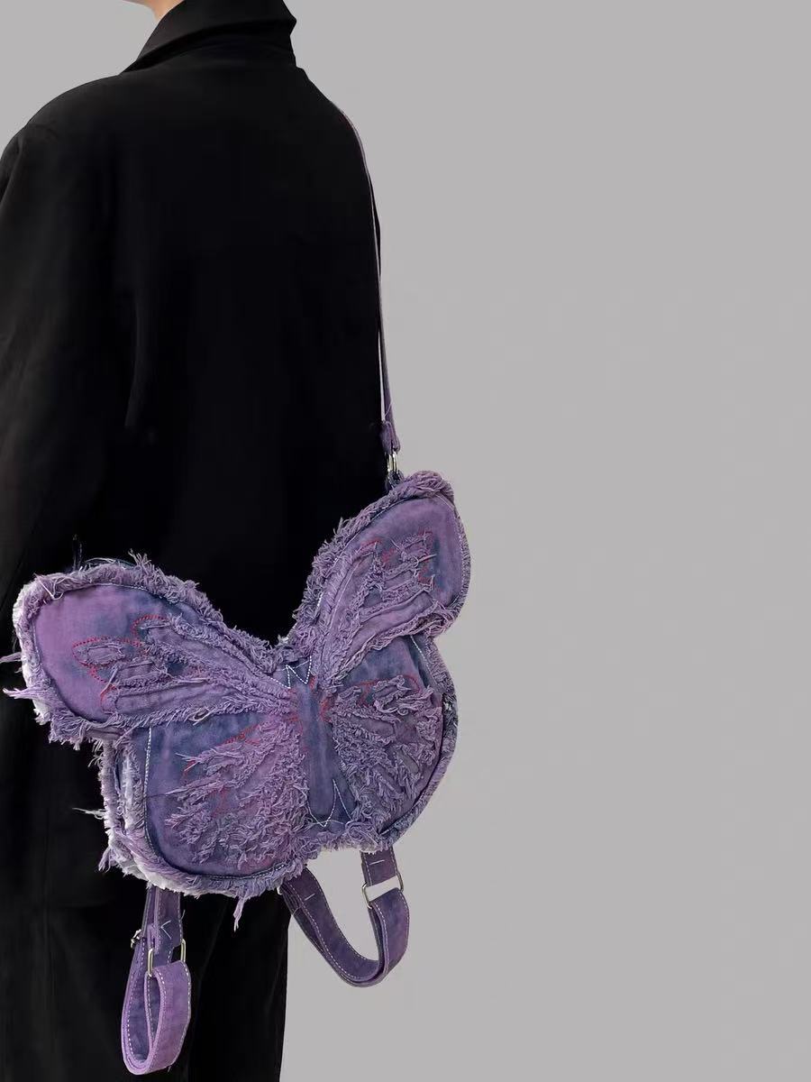 Denim Butterfly Bag within Purple