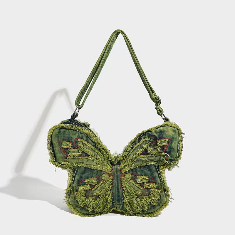 Denim Butterfly Bag within Green