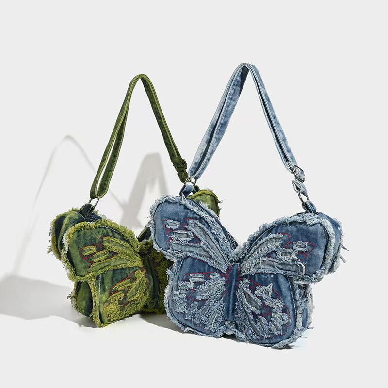 Denim Butterfly Bag within Green