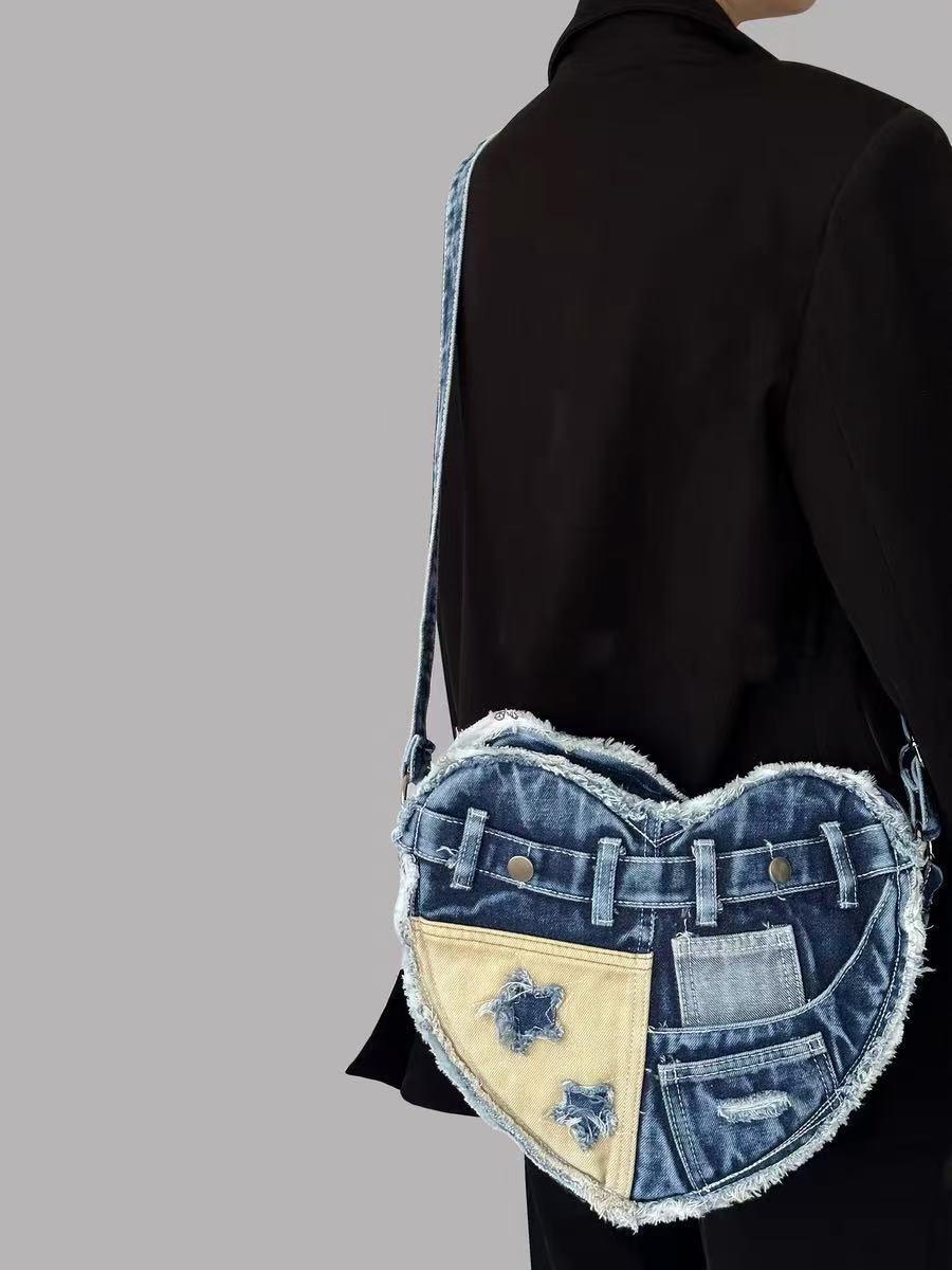 Denim Heart Bag within Blue