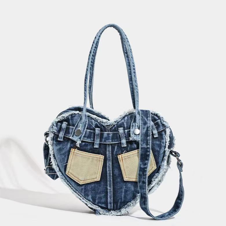 Denim Heart Bag within Blue