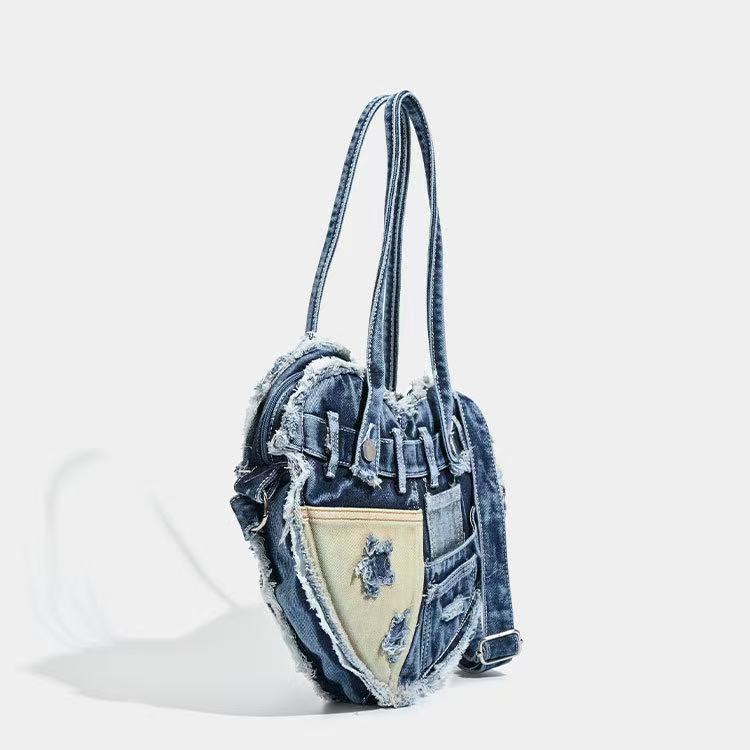Denim Heart Bag within Blue
