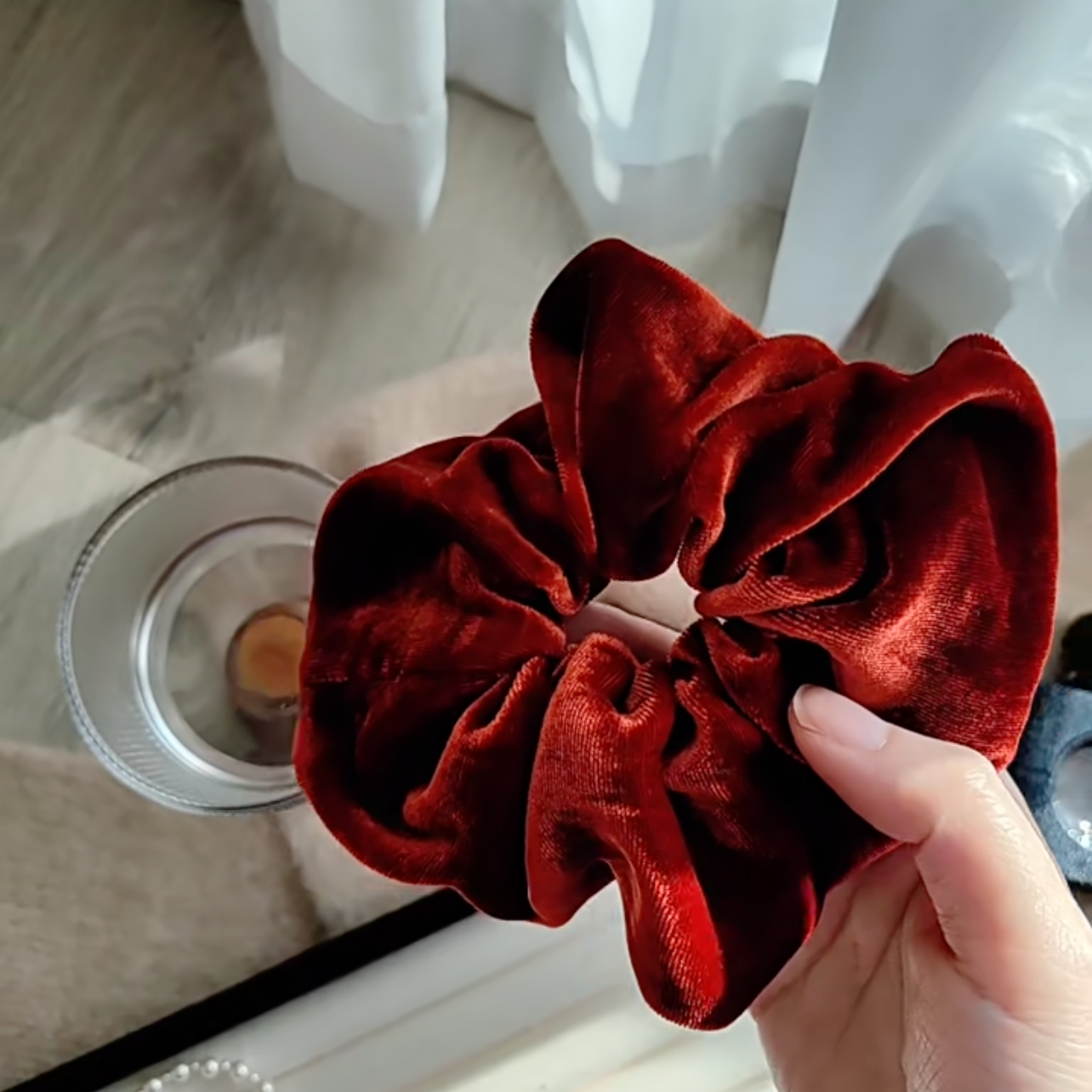 Velvet Scrunchie Embroider Nameplate Customized