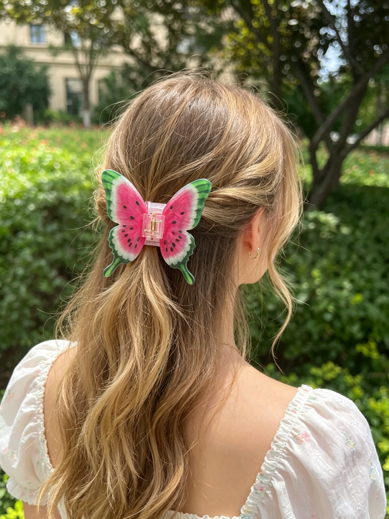 Watermelon within butterfly hair claw-Summer