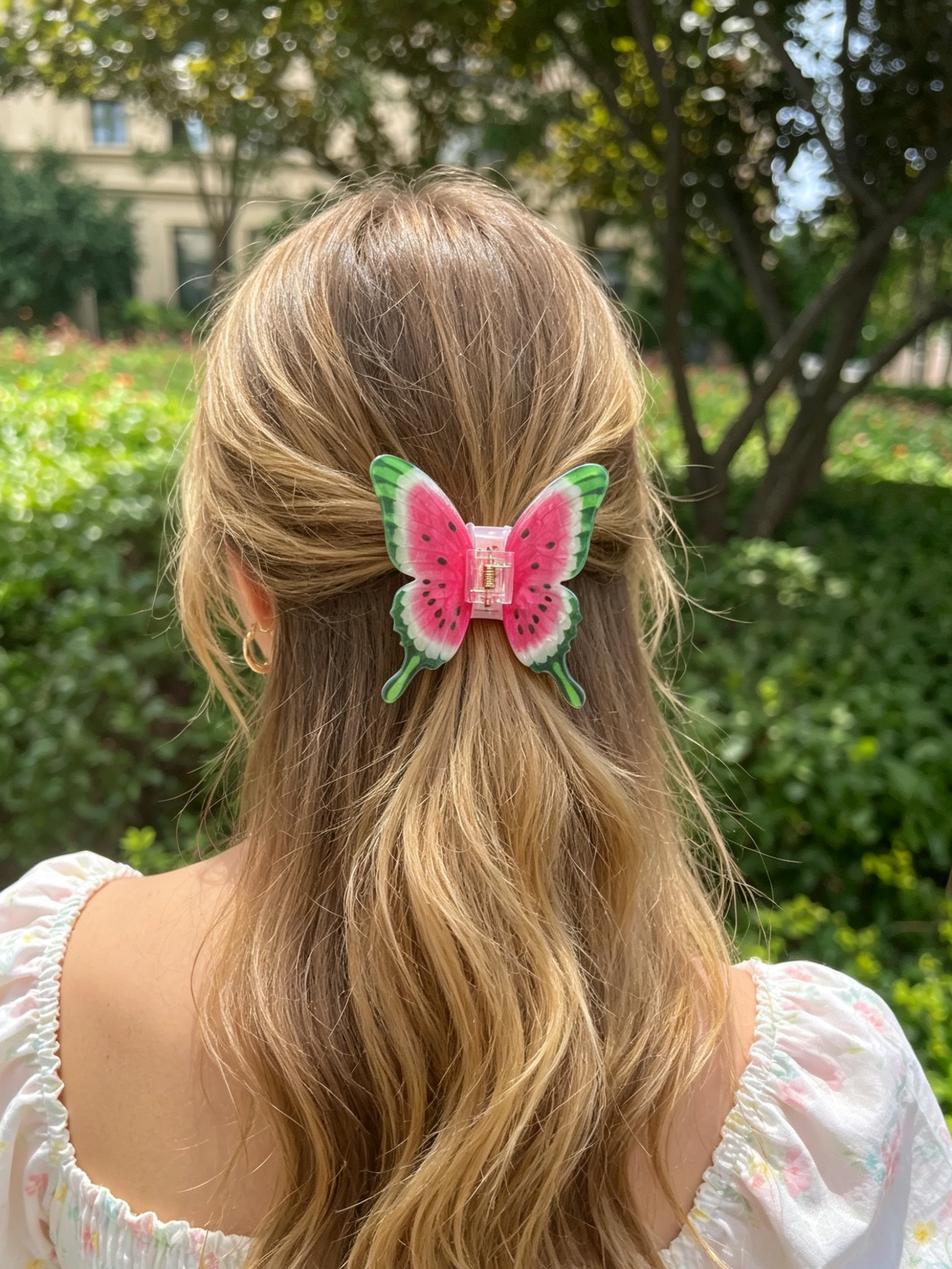 Watermelon within butterfly hair claw-Summer