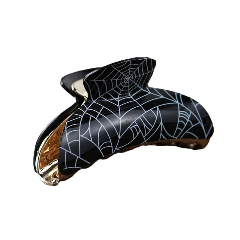 Black Spider Web Printing Hair Claw