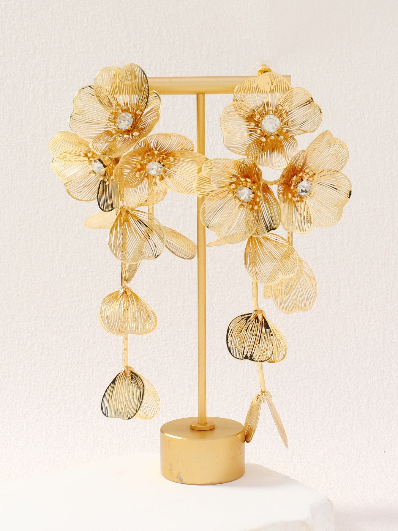 Golden woven flower earrings