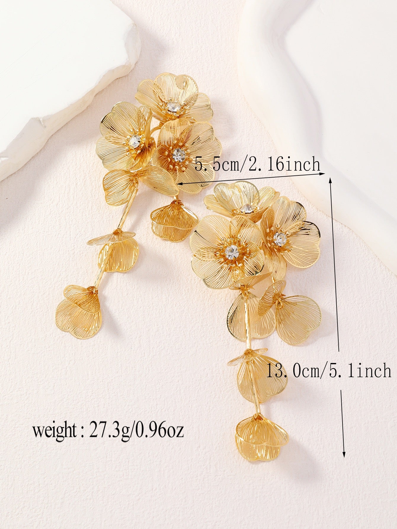 Golden woven flower earrings