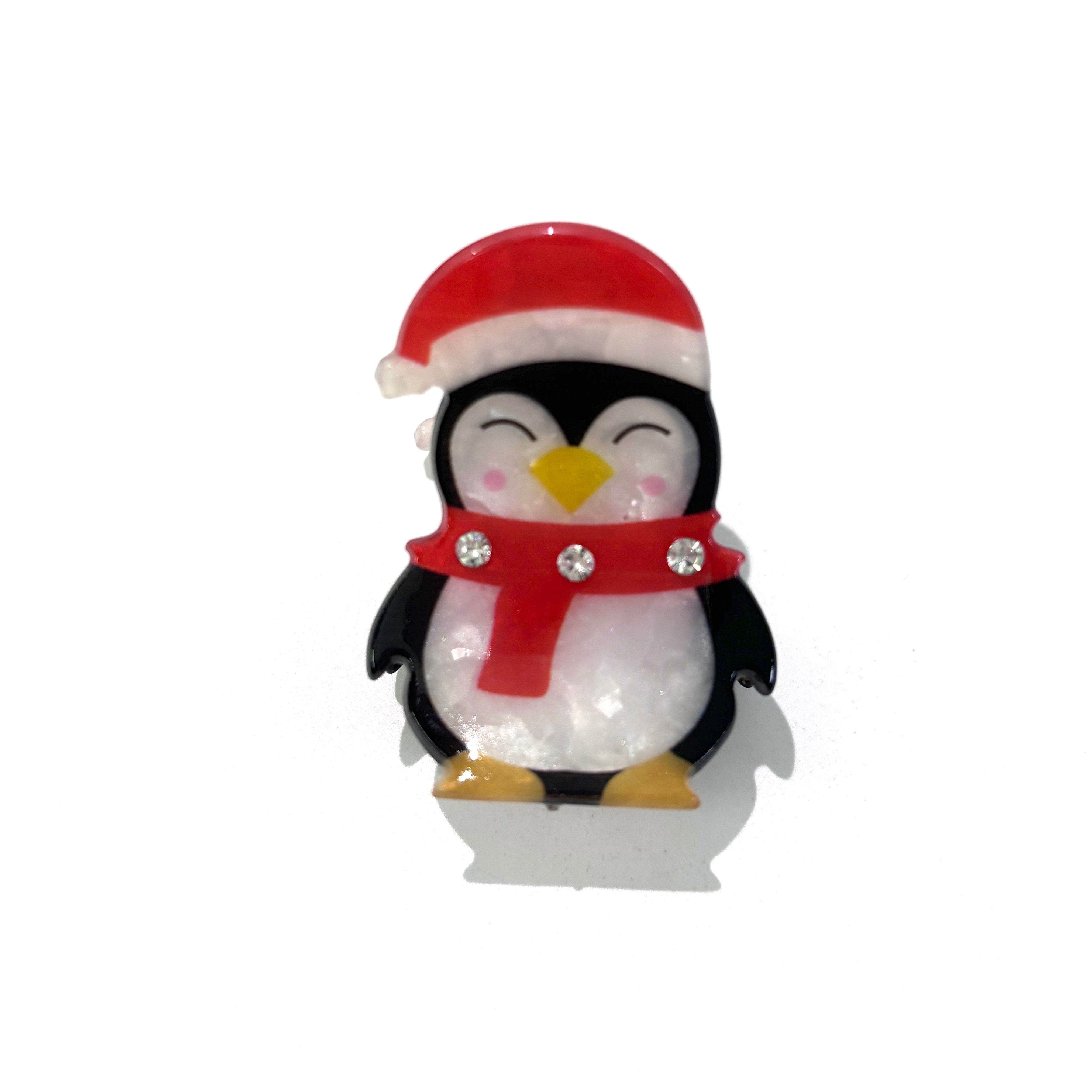 christmas penguin hair claw