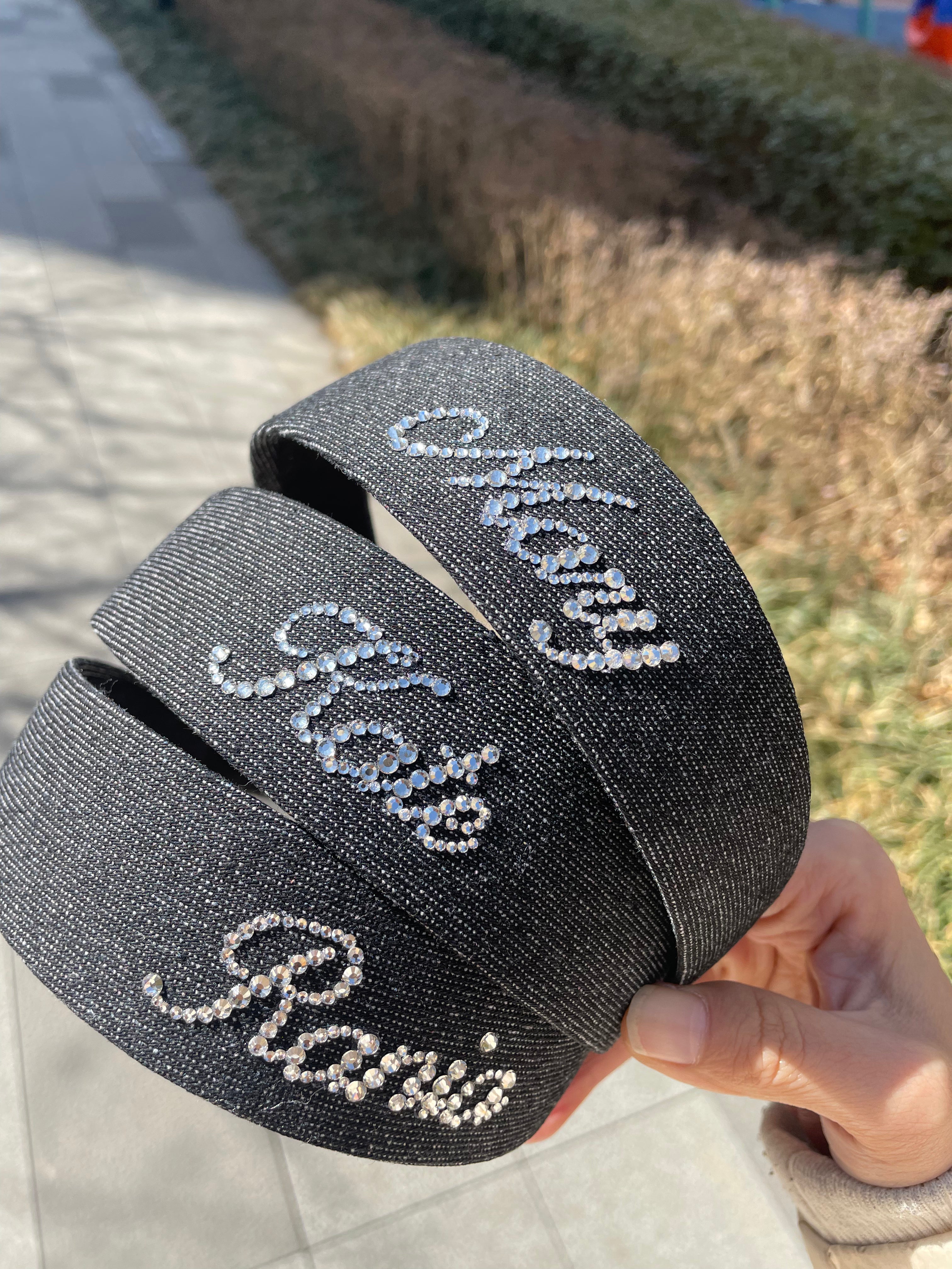 THE NAMEPLATE CUSTOMIZED DENIM HEADBAND