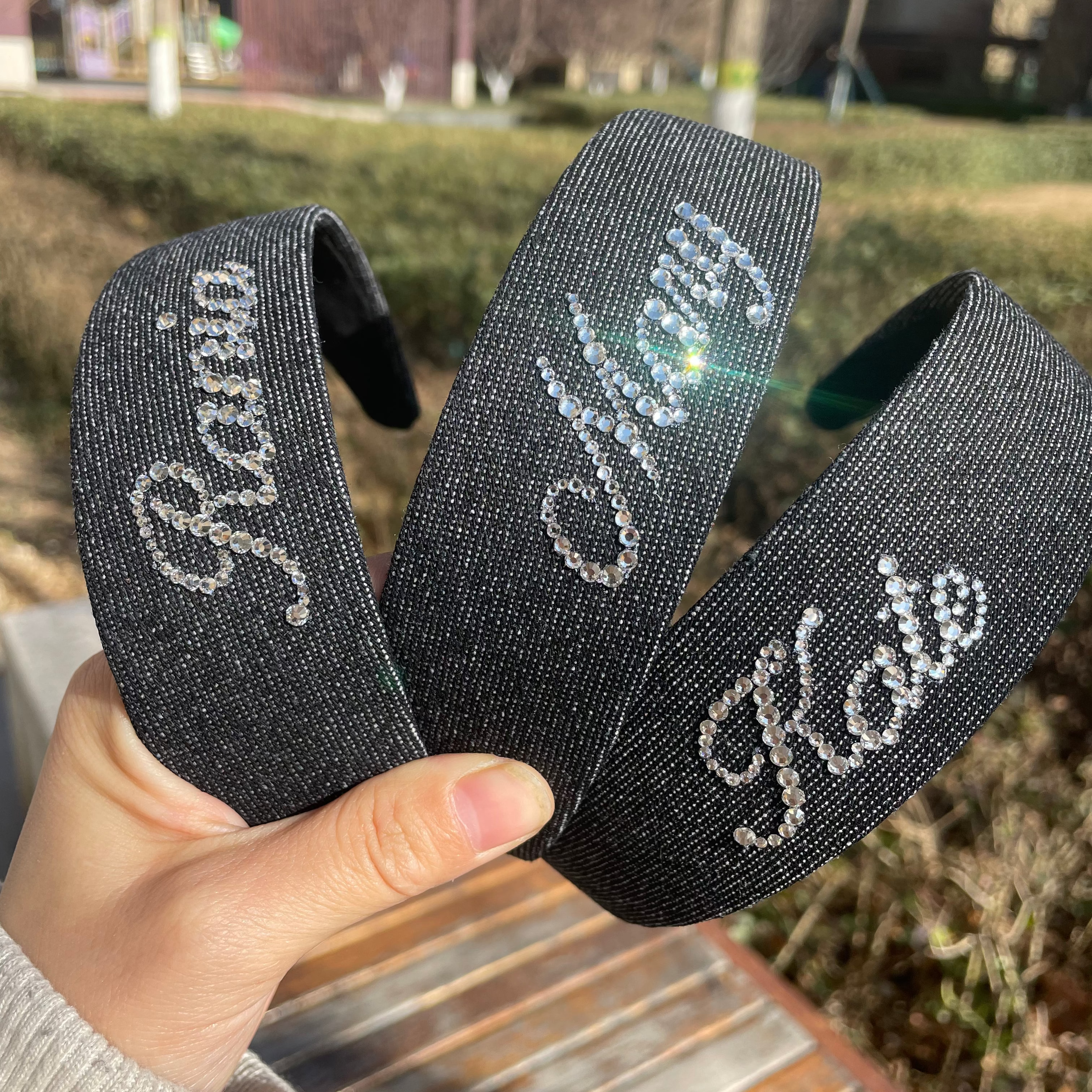 THE NAMEPLATE CUSTOMIZED DENIM HEADBAND