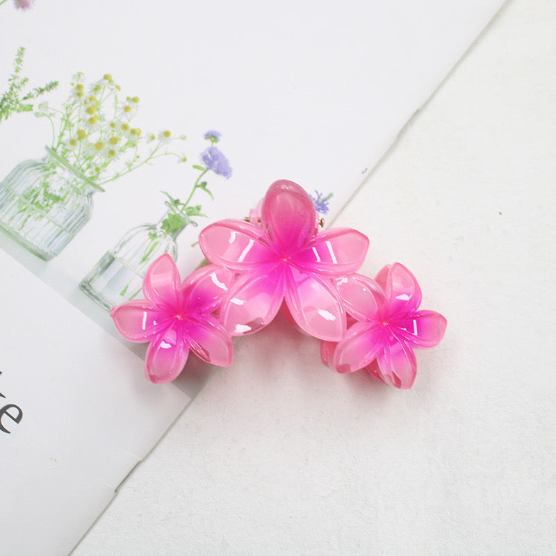 Three Frangipani Flower Claw in Pink