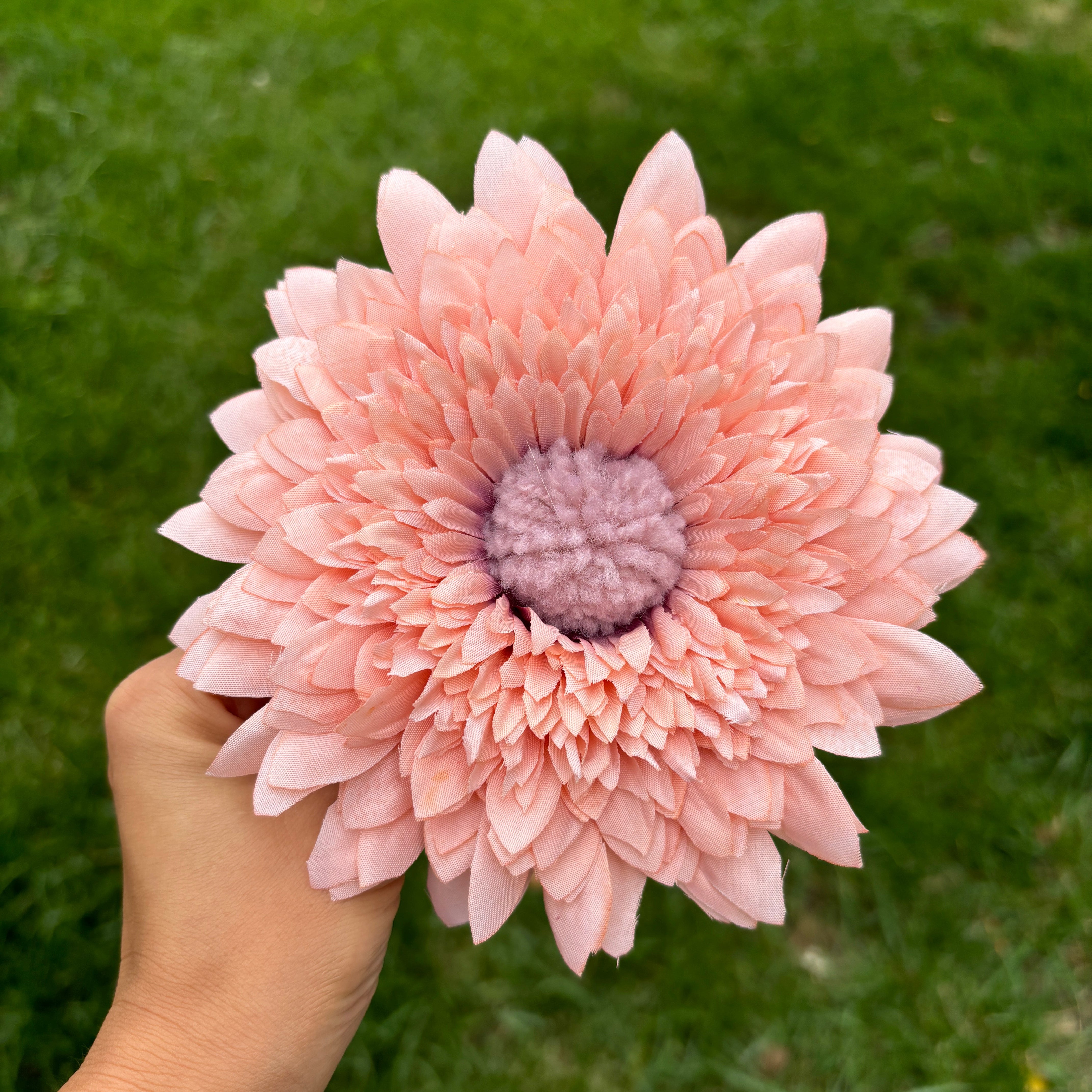 Champagne Pink Sunflower Clip-100% Handmade
