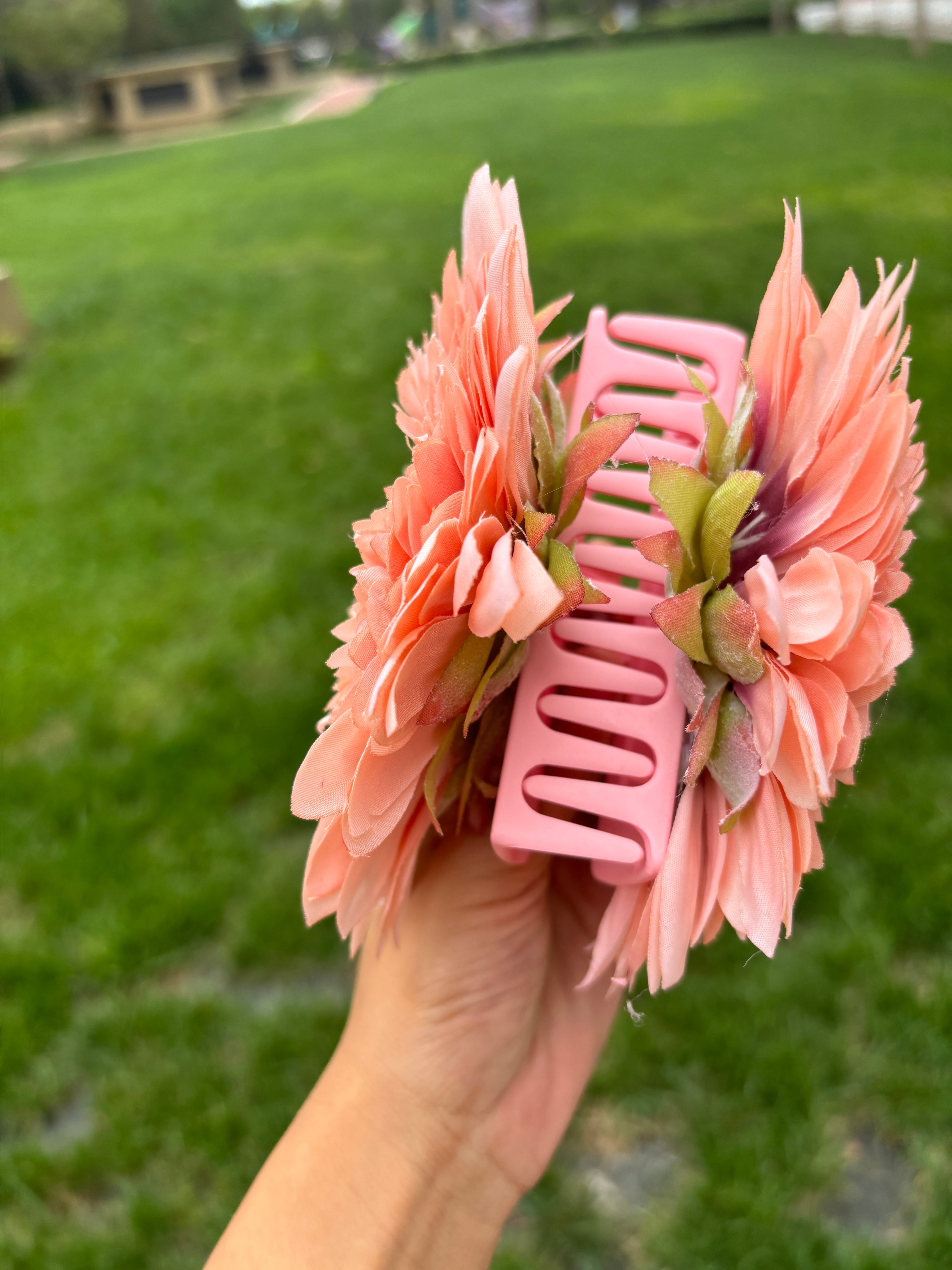 Champagne Pink Sunflower Clip-100% Handmade