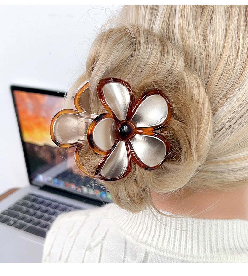 Silver Plumeria hair claw