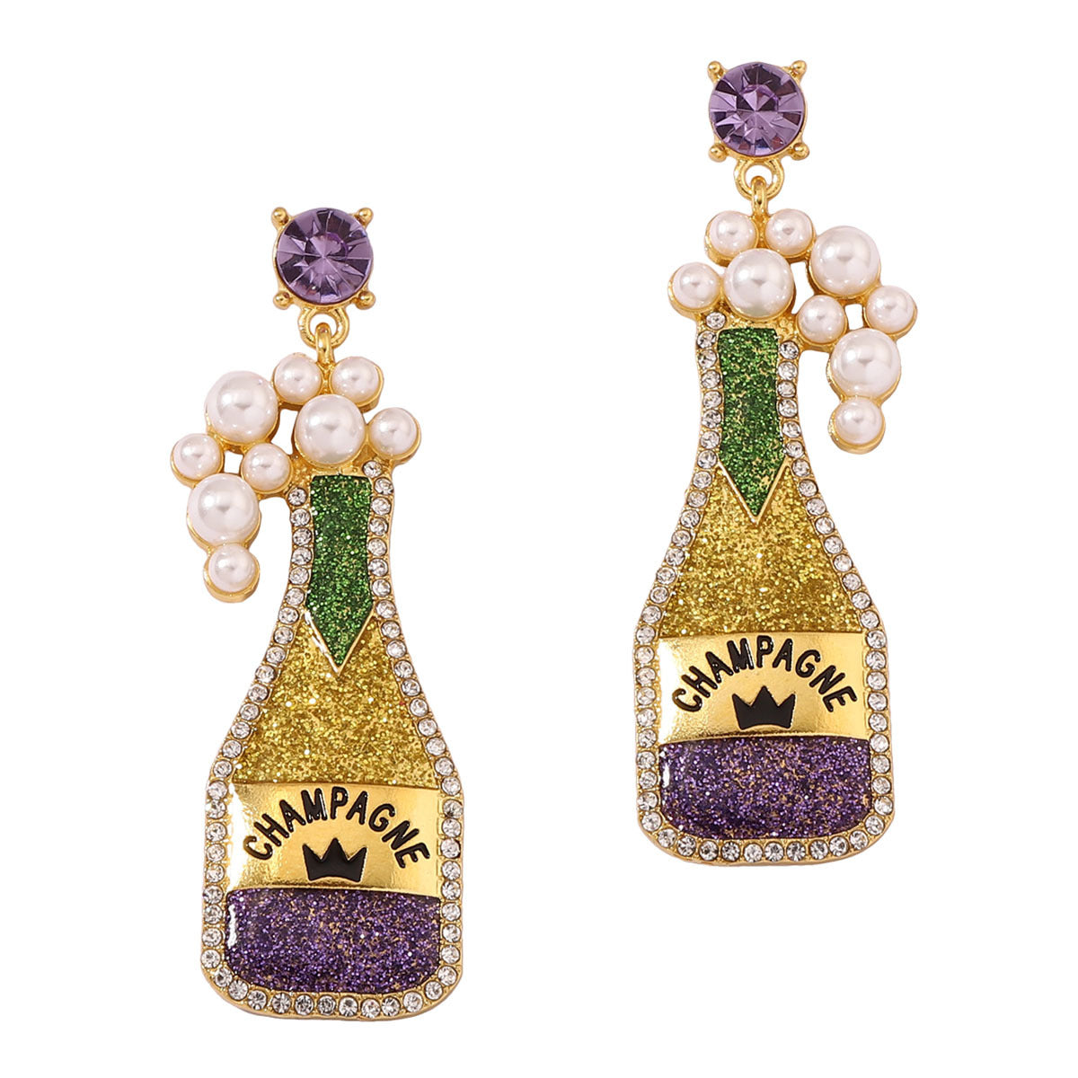 Cute beer bottle earrings within purple