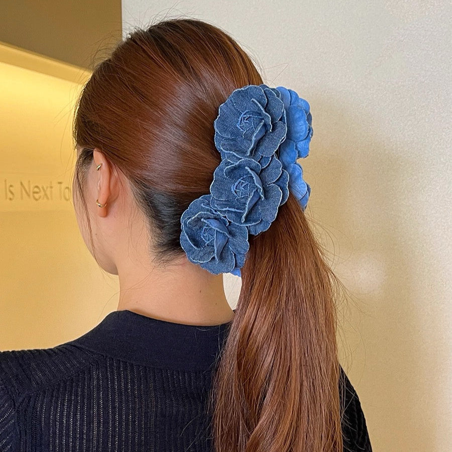 Denim Rose hair claw
