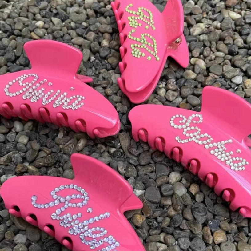 THE NAMEPLATE CUSTOMIZED CLAW IN HOT PINK