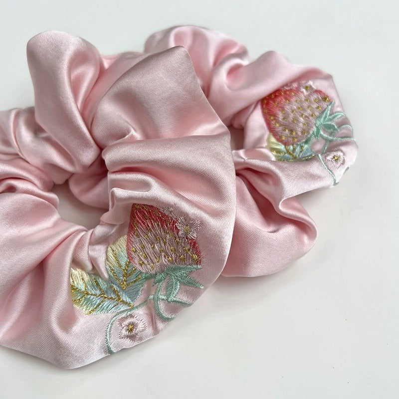 Pink embroidered Scrunchie