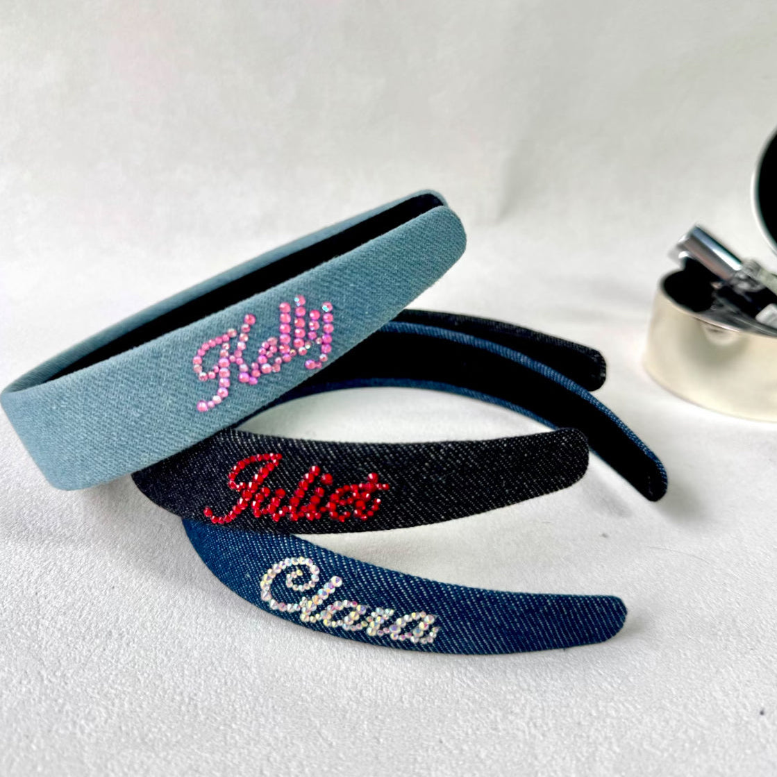 THE NAMEPLATE CUSTOMIZED DENIM HEADBAND