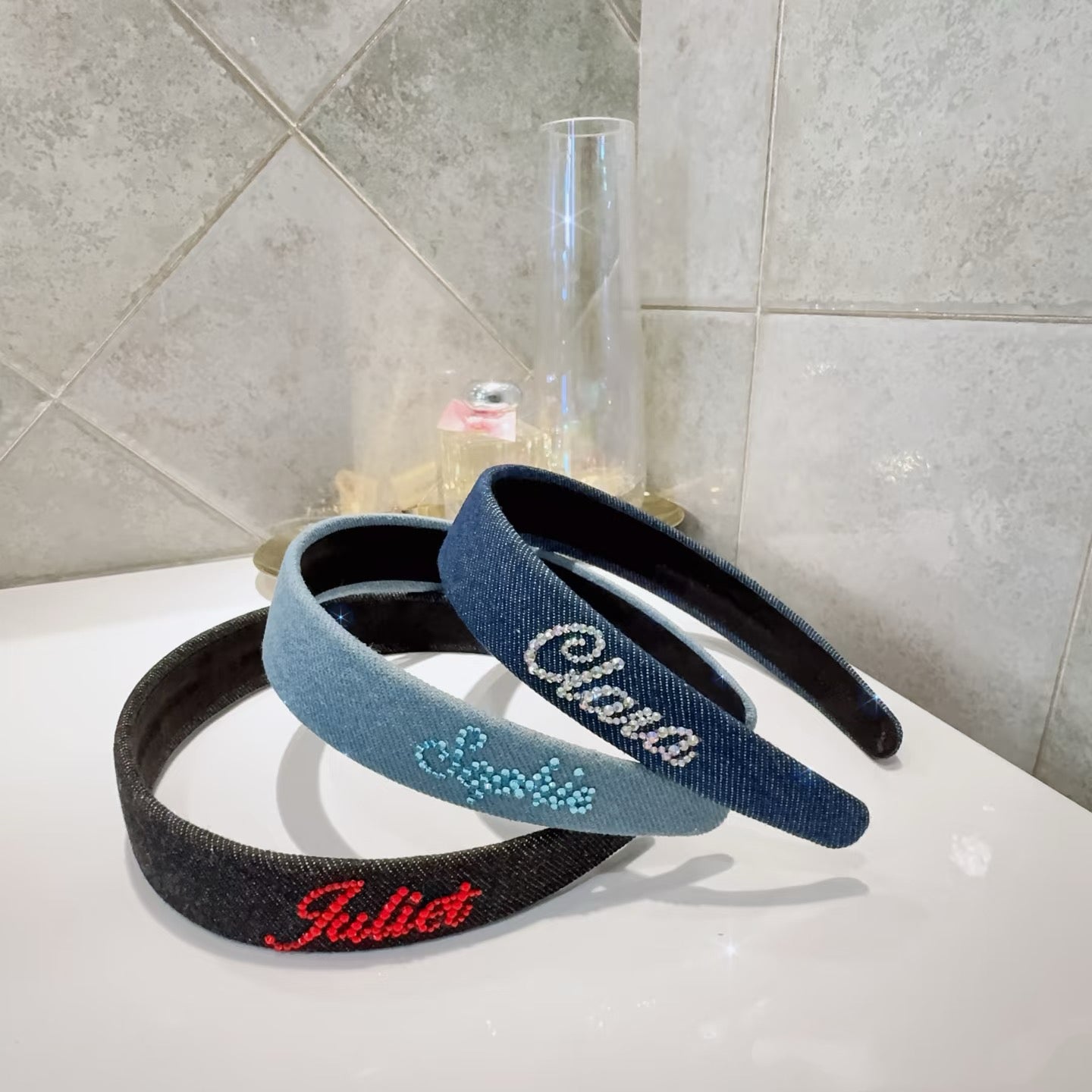 THE NAMEPLATE CUSTOMIZED DENIM HEADBAND