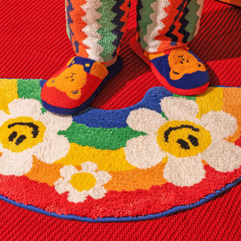 rainbow smiley rug