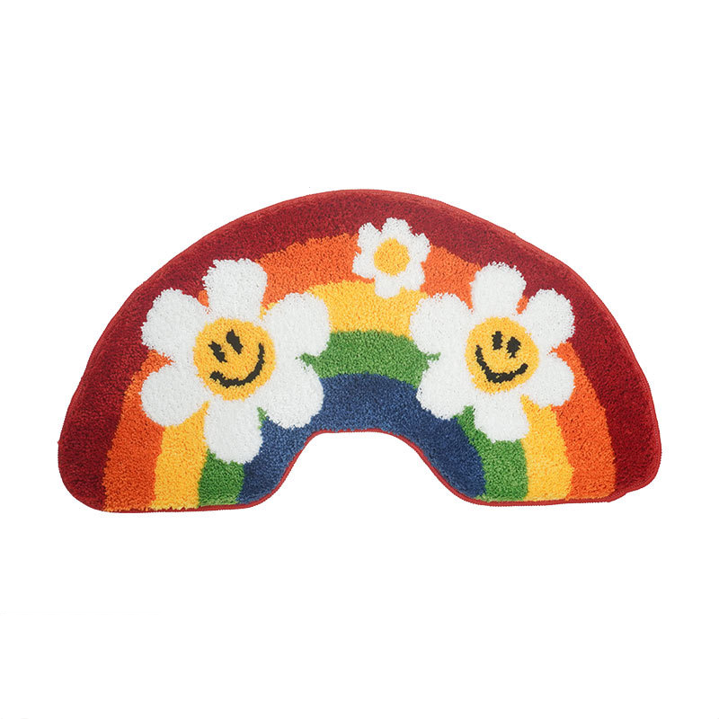 rainbow smiley rug