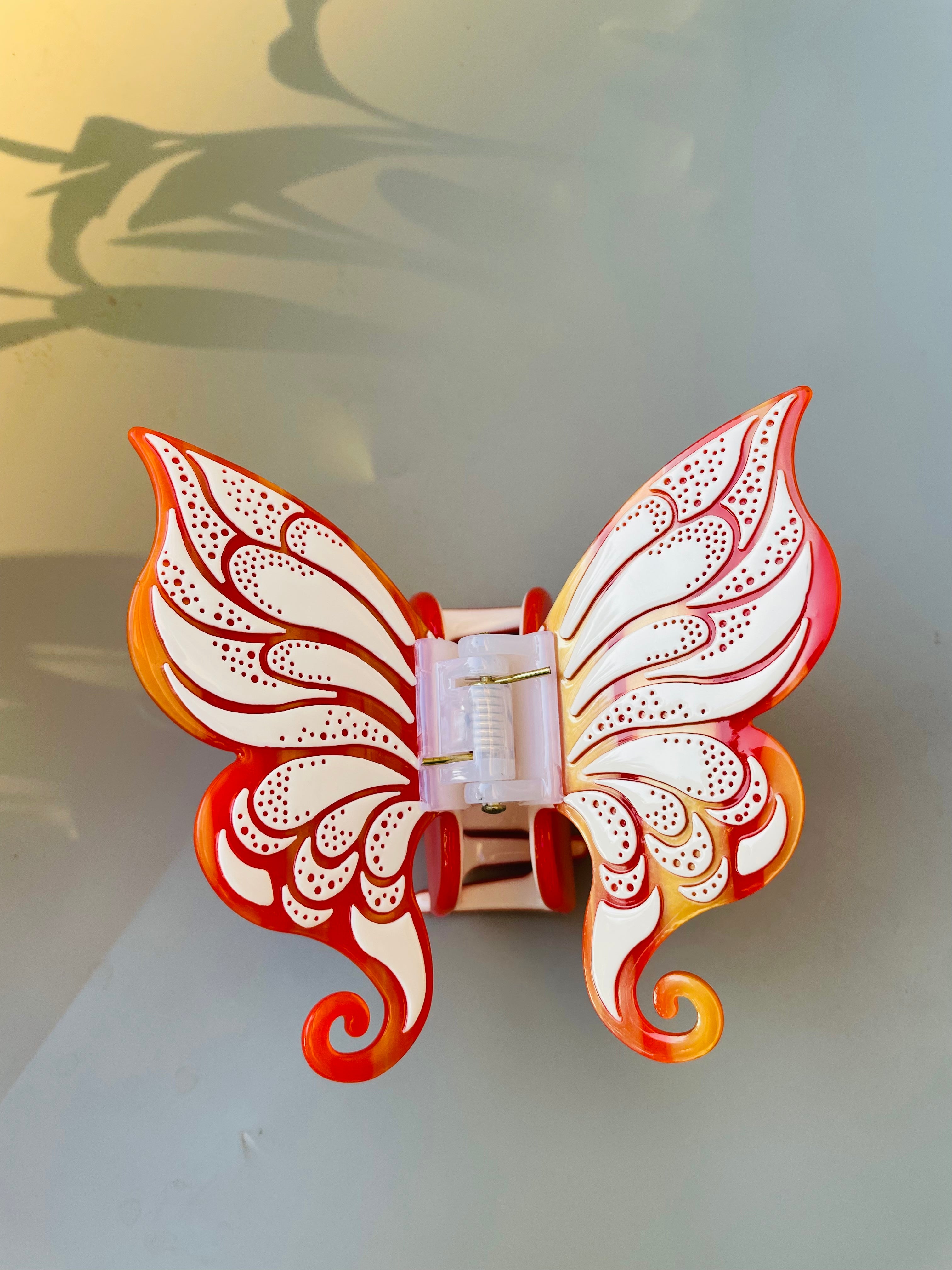 handmade carved butterfly hair clip