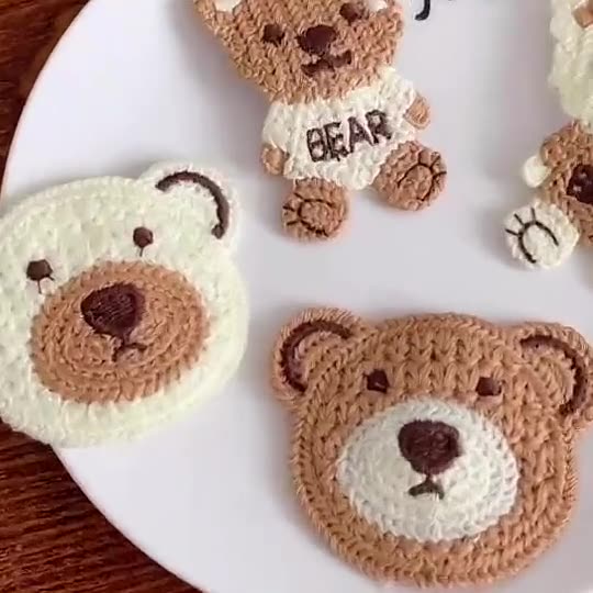 Hand-woven bear hair clips set