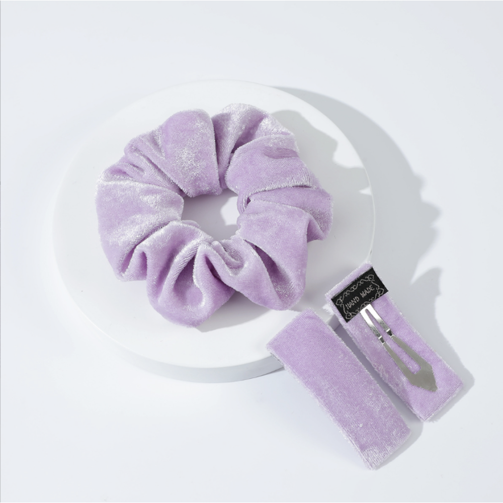 Velvet Scrunchie Set in Blueberry