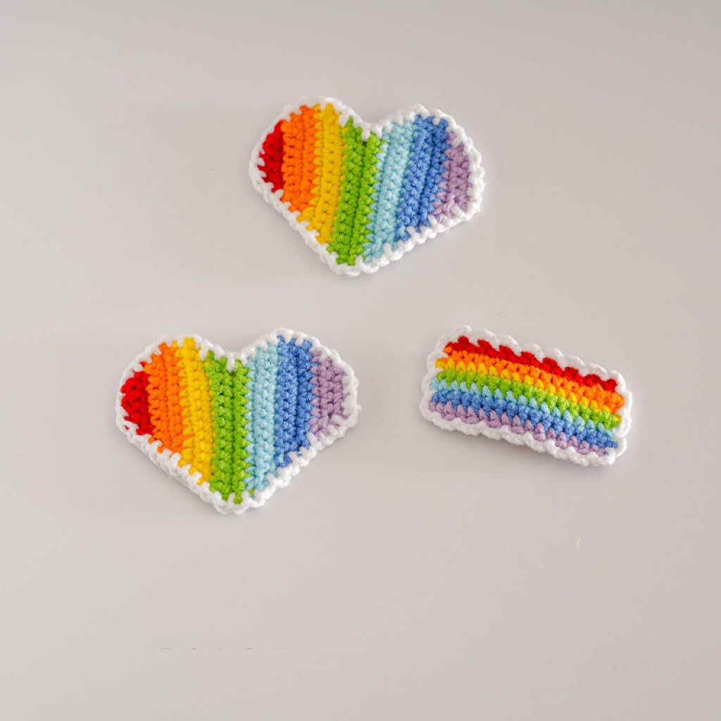 Handmade Knitted Rainbow Hair Clip Heart Hair Clip